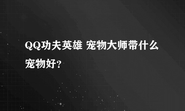 QQ功夫英雄 宠物大师带什么宠物好？