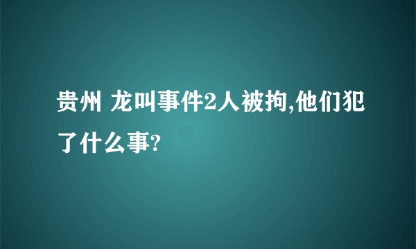 贵州 龙叫事件2人被拘,他们犯了什么事?