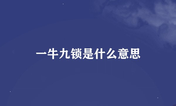 一牛九锁是什么意思