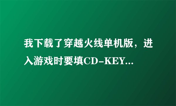 我下载了穿越火线单机版，进入游戏时要填CD-KEY，该怎么操作？