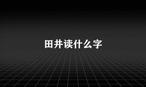 田井读什么字