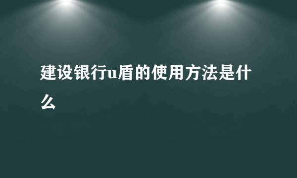 建设银行u盾的使用方法是什么