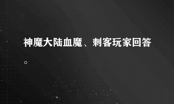 神魔大陆血魔、刺客玩家回答。