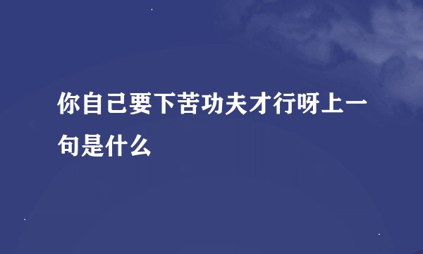 你自己要下苦功夫才行呀上一句是什么