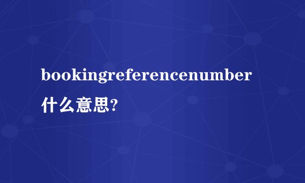 bookingreferencenumber什么意思?