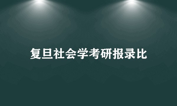 复旦社会学考研报录比