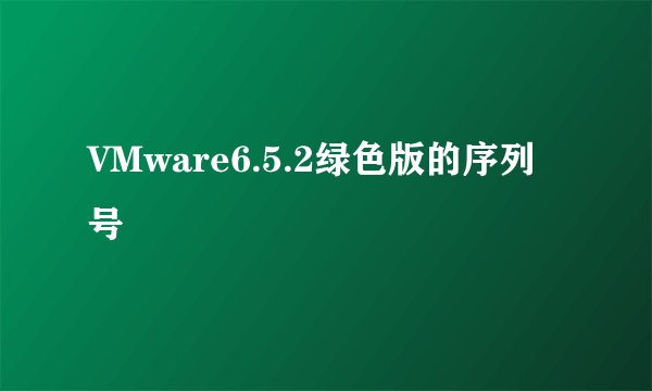 VMware6.5.2绿色版的序列号