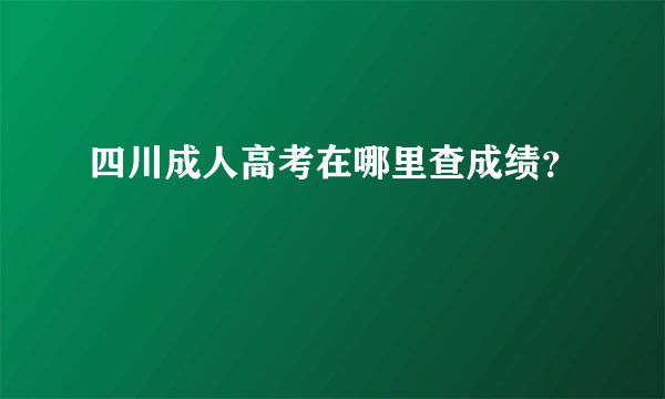 四川成人高考在哪里查成绩？