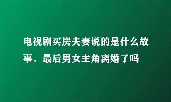 电视剧买房夫妻说的是什么故事，最后男女主角离婚了吗