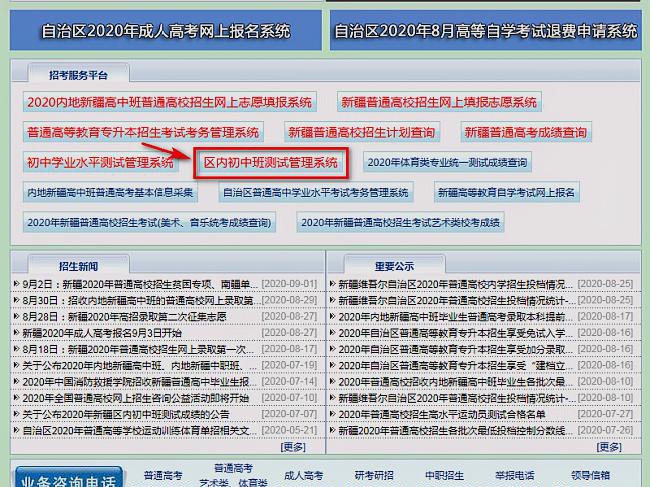 新疆维吾尔自治区内初班成绩怎么查询