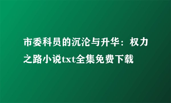 市委科员的沉沦与升华：权力之路小说txt全集免费下载