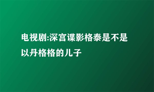 电视剧:深宫谍影格泰是不是以丹格格的儿子