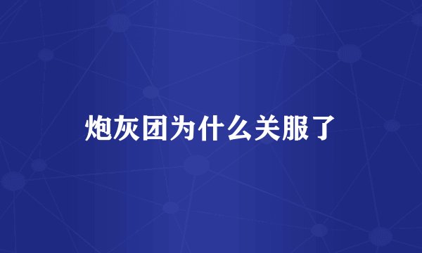 炮灰团为什么关服了