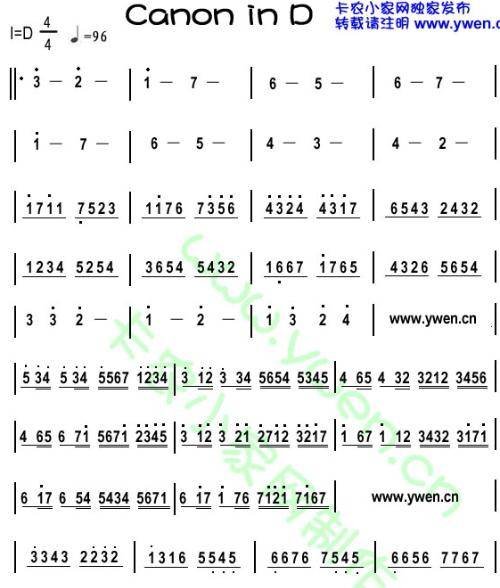 求卡农电子琴简谱。详细一点。。我很笨。