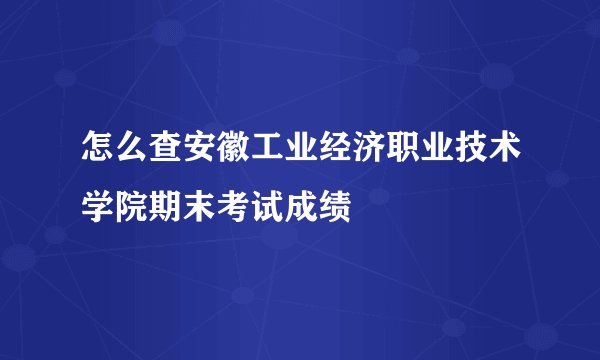 怎么查安徽工业经济职业技术学院期末考试成绩