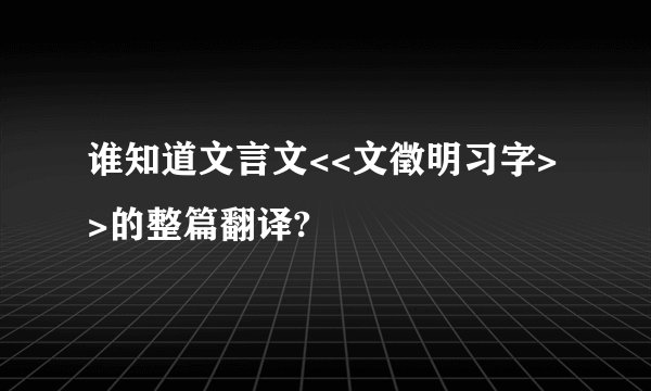 谁知道文言文<<文徵明习字>>的整篇翻译?