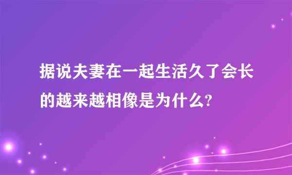 据说夫妻在一起生活久了会长的越来越相像是为什么?