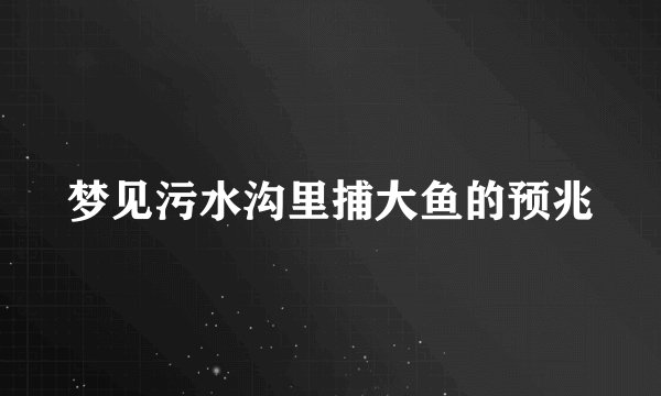 梦见污水沟里捕大鱼的预兆