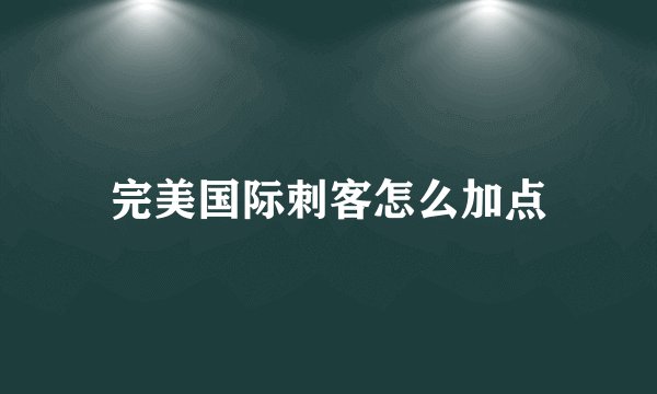 完美国际刺客怎么加点
