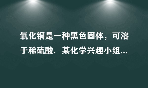 氧化铜是一种黑色固体，可溶于稀硫酸．某化学兴趣小组为探究稀硫酸中哪种粒子能使氧化铜溶解，该小组同学