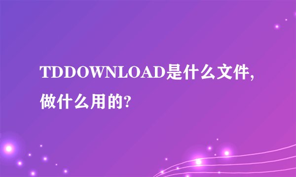 TDDOWNLOAD是什么文件,做什么用的?
