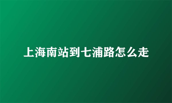 上海南站到七浦路怎么走