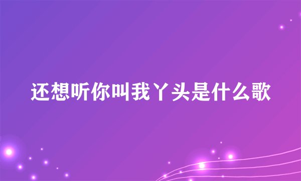 还想听你叫我丫头是什么歌