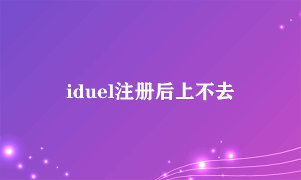 iduel注册后上不去