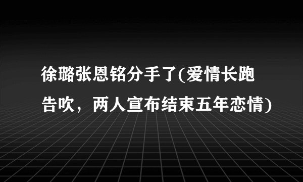 徐璐张恩铭分手了(爱情长跑告吹，两人宣布结束五年恋情)