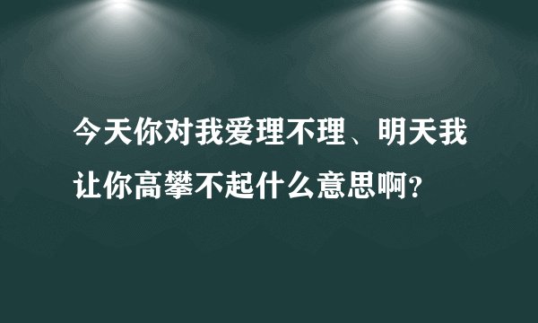 今天你对我爱理不理、明天我让你高攀不起什么意思啊？
