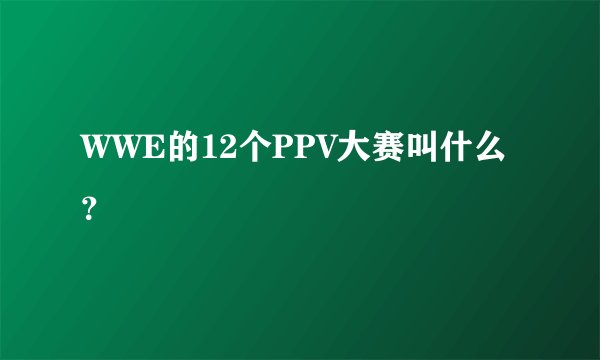 WWE的12个PPV大赛叫什么？