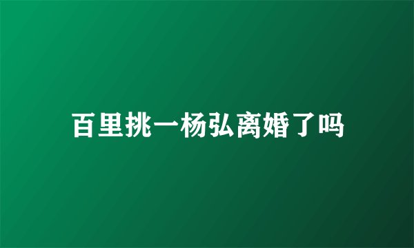 百里挑一杨弘离婚了吗