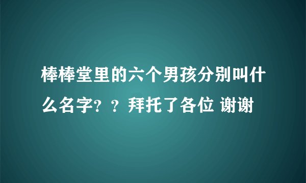 棒棒堂里的六个男孩分别叫什么名字？？拜托了各位 谢谢