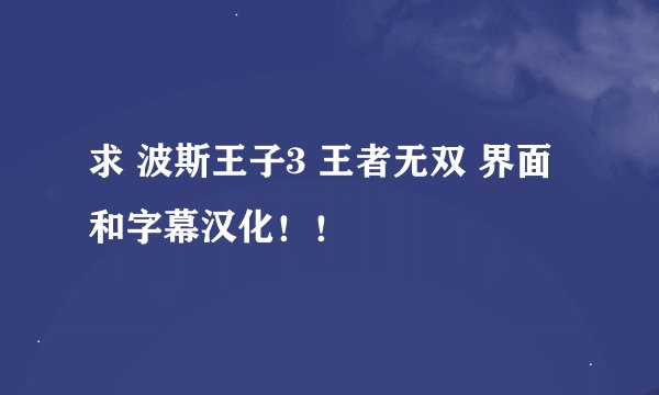 求 波斯王子3 王者无双 界面和字幕汉化！！