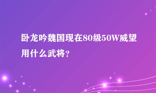 卧龙吟魏国现在80级50W威望用什么武将？