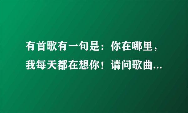 有首歌有一句是：你在哪里，我每天都在想你！请问歌曲叫什么名字？