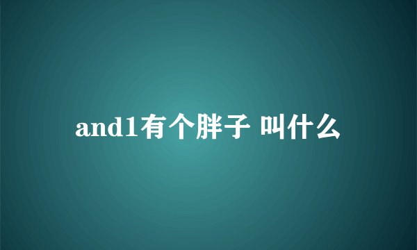 and1有个胖子 叫什么