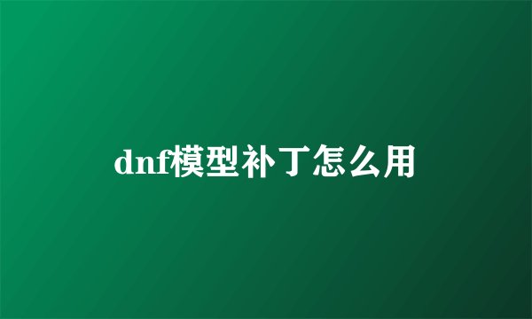 dnf模型补丁怎么用