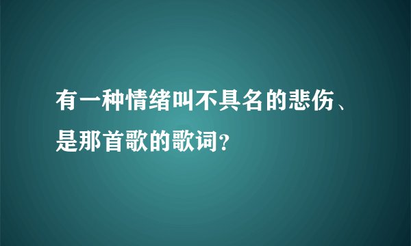 有一种情绪叫不具名的悲伤、是那首歌的歌词？