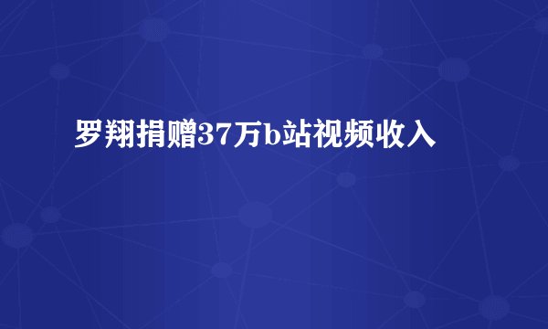 罗翔捐赠37万b站视频收入