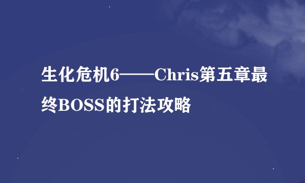生化危机6——Chris第五章最终BOSS的打法攻略