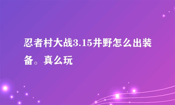 忍者村大战3.15井野怎么出装备。真么玩