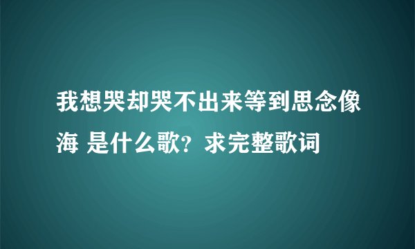 我想哭却哭不出来等到思念像海 是什么歌？求完整歌词