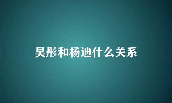 吴彤和杨迪什么关系