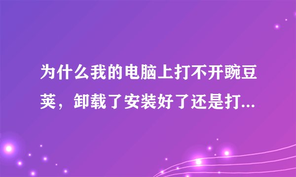 为什么我的电脑上打不开豌豆荚，卸载了安装好了还是打不开，下载91安装好了还是打不开