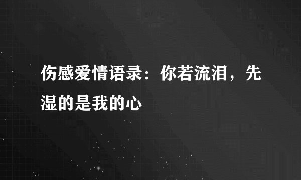 伤感爱情语录：你若流泪，先湿的是我的心