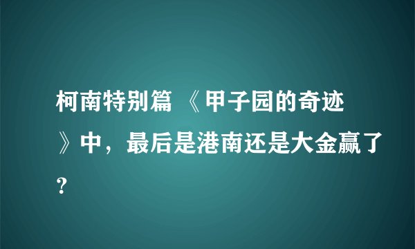 柯南特别篇 《甲子园的奇迹》中，最后是港南还是大金赢了？