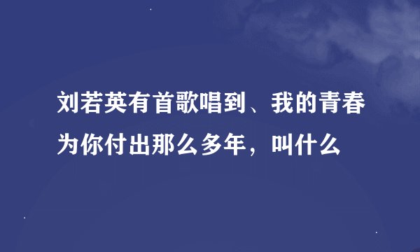 刘若英有首歌唱到、我的青春为你付出那么多年，叫什么