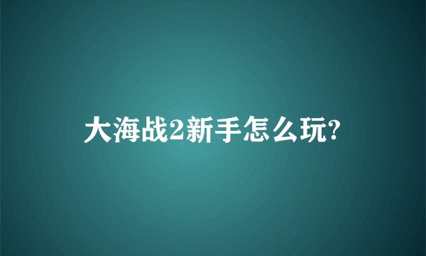大海战2新手怎么玩?