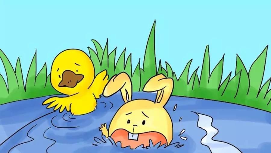 小鸭子在小河里游泳扩写句子